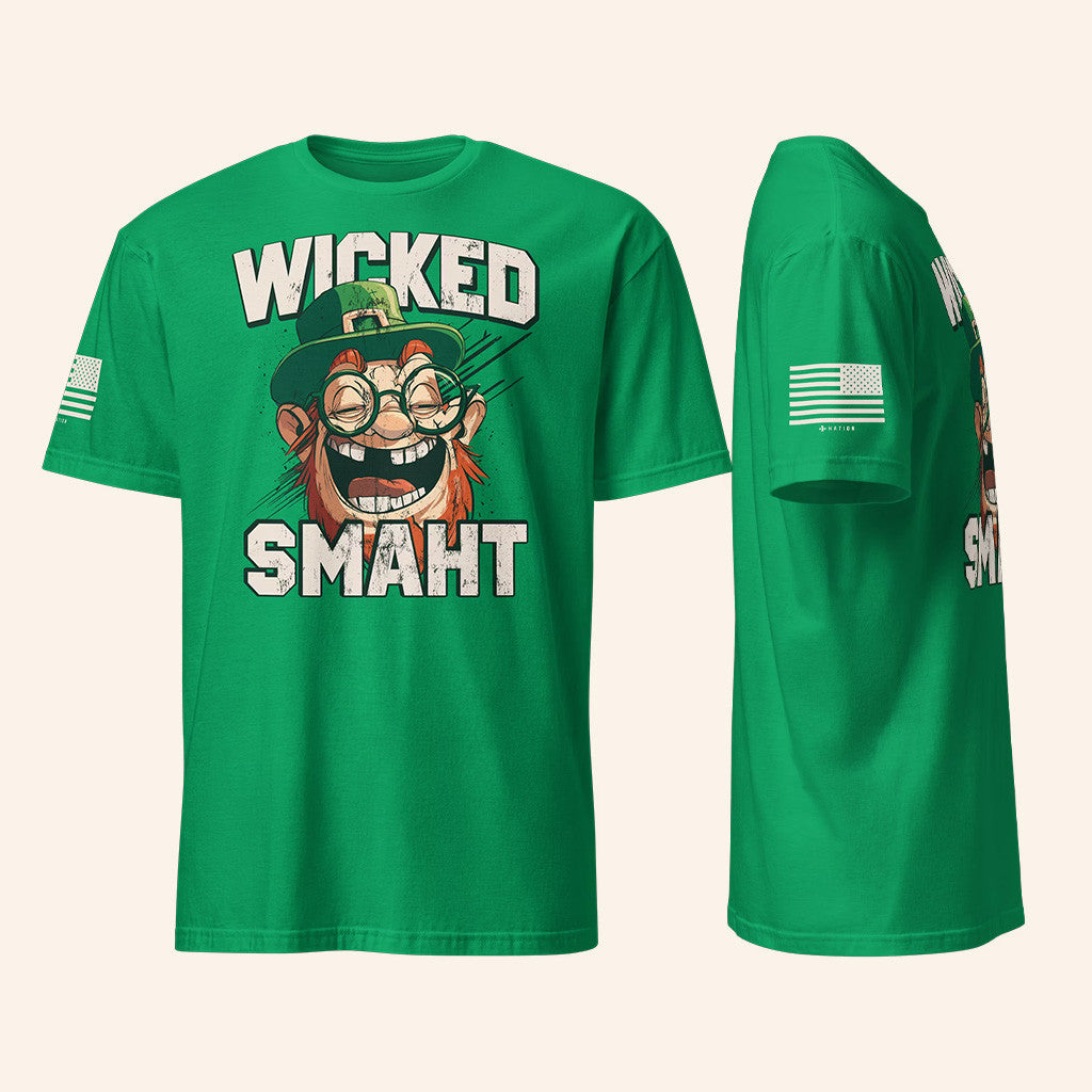 1 Nation Design Merch Wicked Smaht T-Shirt St Patrick's Day Merch Gifts For Friends - Thriftgiftshop