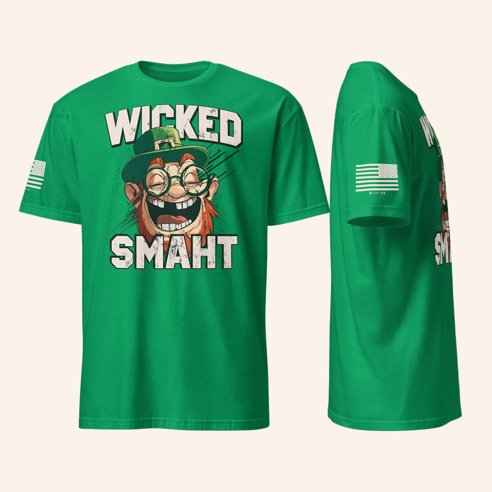 1 Nation Design Merch Wicked Smaht T-Shirt St Patrick's Day Merch Gifts For Friends - Thriftgiftshop