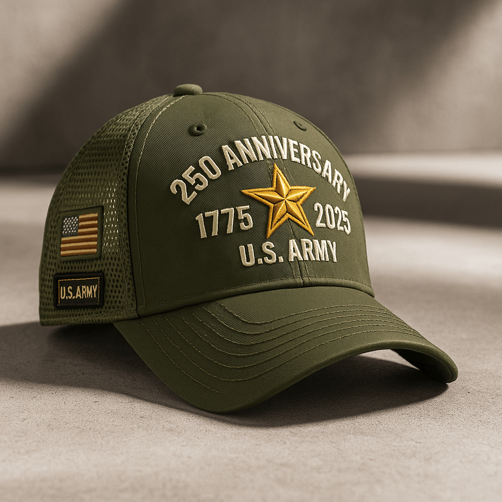 U.S. Army 250th Anniversary Mesh Cap, Embroidery Mesh, Unique Gift for Men