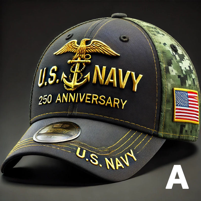 US NAVY 250th Anniversary Hat 3D Cap, Unique Gift for Men