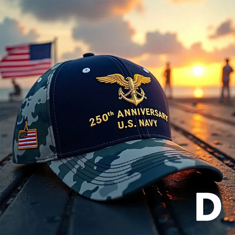 US NAVY 250th Anniversary Hat 3D Cap, Unique Gift for Men