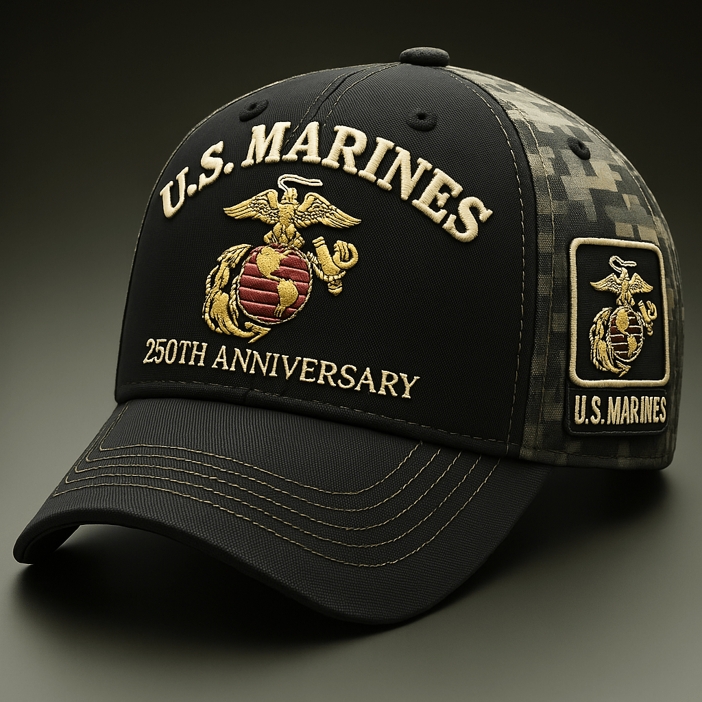 US Marines 250th Anniversary Tribute 3D Cap, Embroidered Cap, Gift for Him