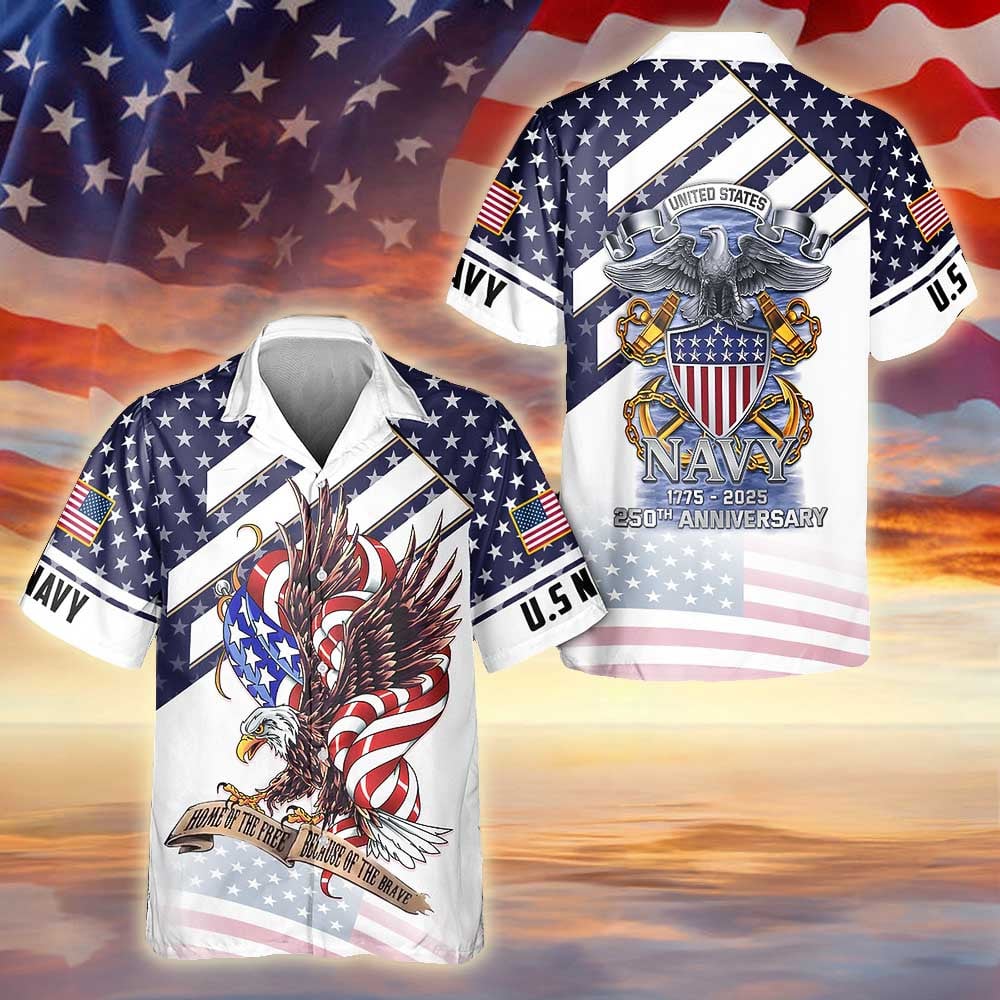 US Navy 250th Birthday Celebration Hawaiian Shirt 250 Years Of Service Gifts
