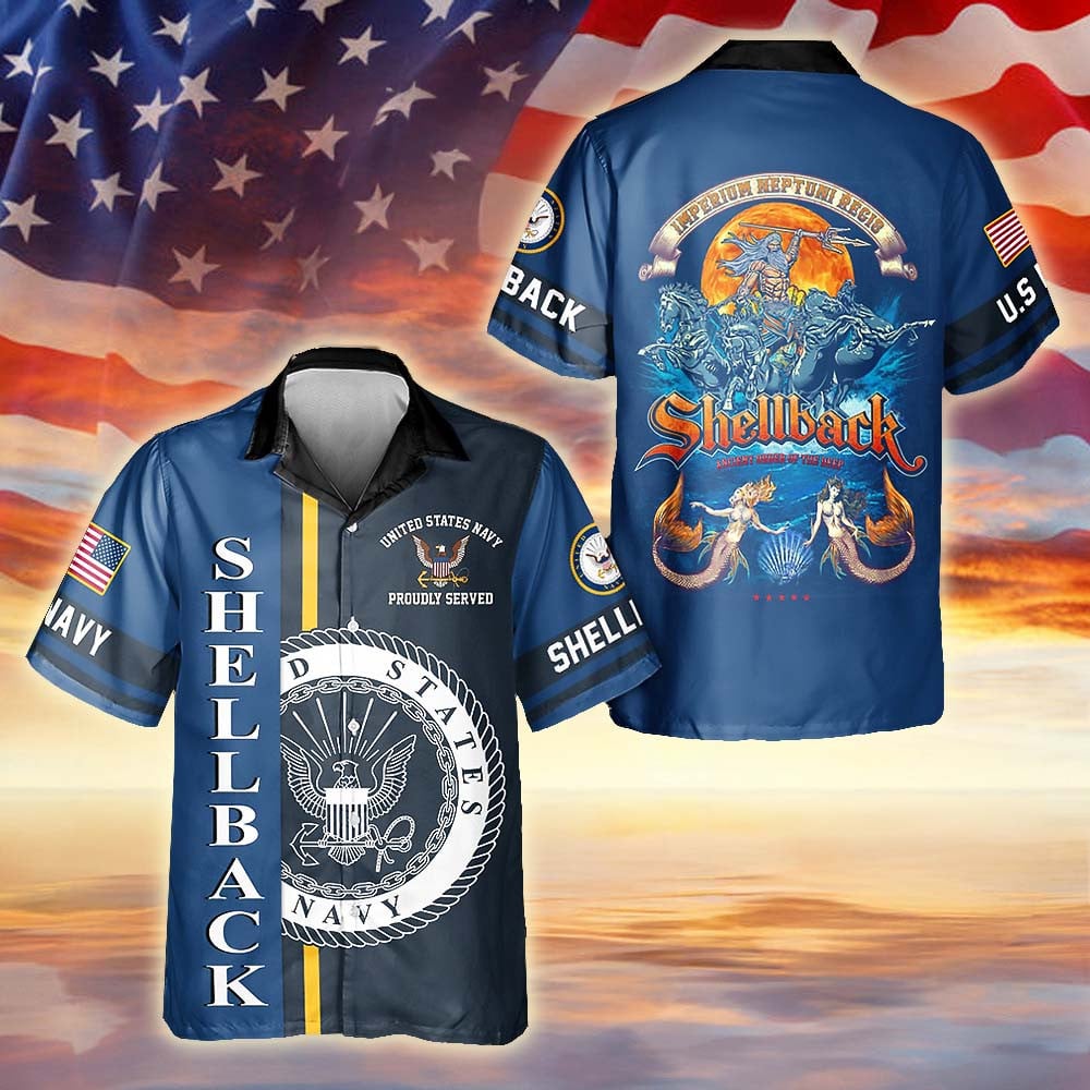 US Navy 250 Years Mermaid Shellback Hawaiian Shirt Navy Veteran Support Gift