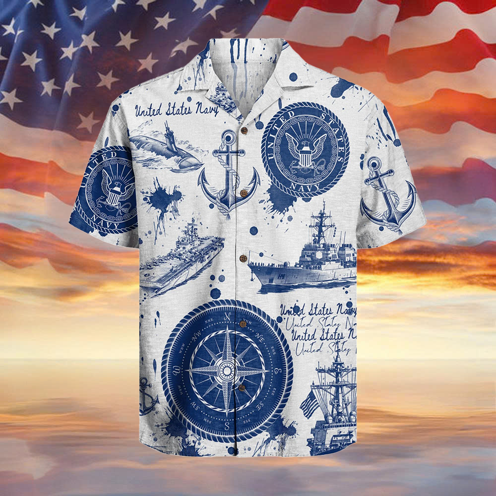 United States Navy 250 Years Of Service Hawaiian Shirt Military Gifts For Navy Veterans
