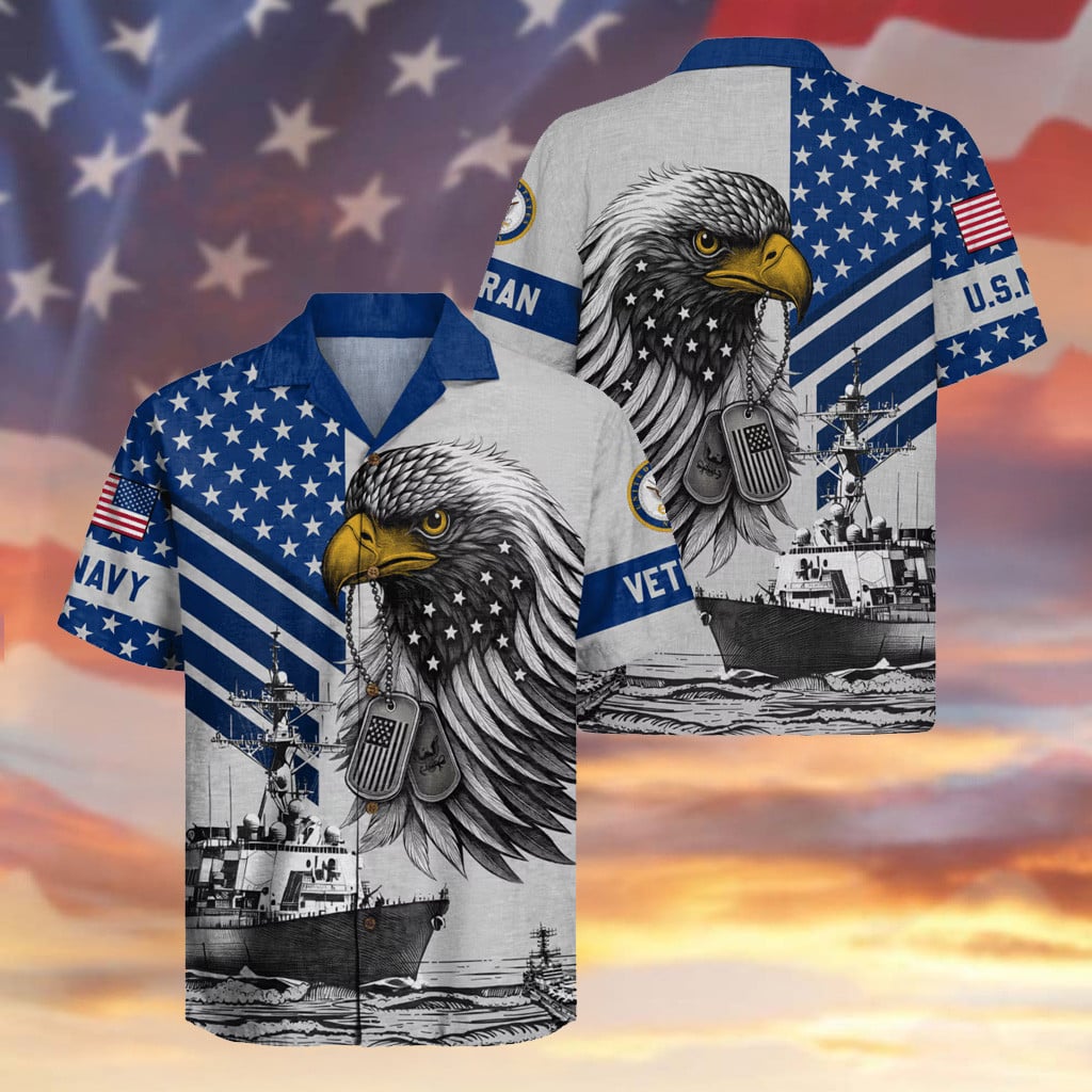 Eagle US Navy 250th Years Anniversary Hawaiian Shirt Warship Proud Veteran Apparel Presents