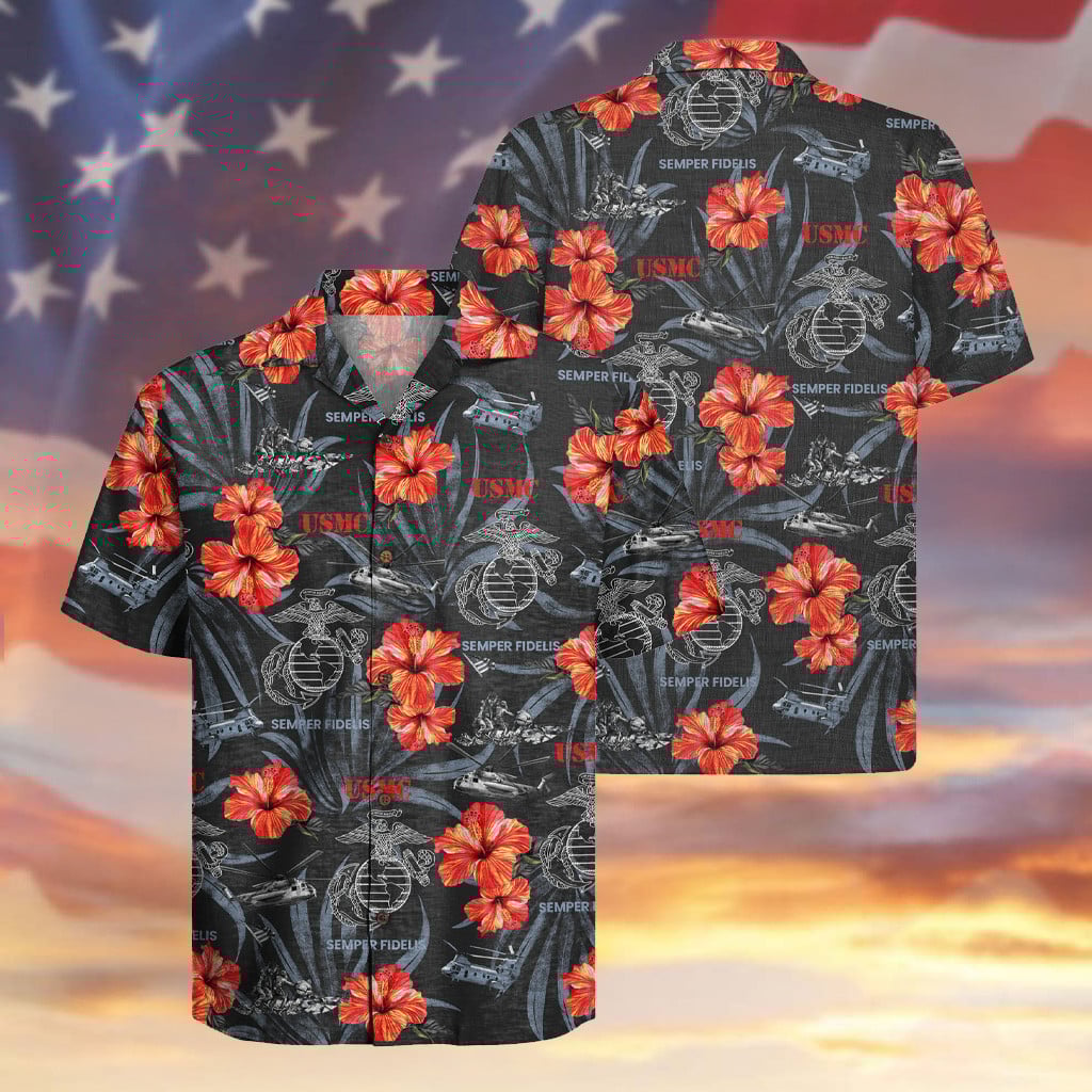 US Marine 250 Years Anniversary Hawaiian Shirt Semper Fidelis Proud Apparel Memorial Gifts