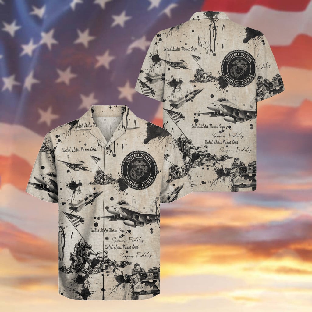 US Marine Corps Veteran Hawaiian Shirt 250 Years Soldier And Aircraft Apparel Present Ideas