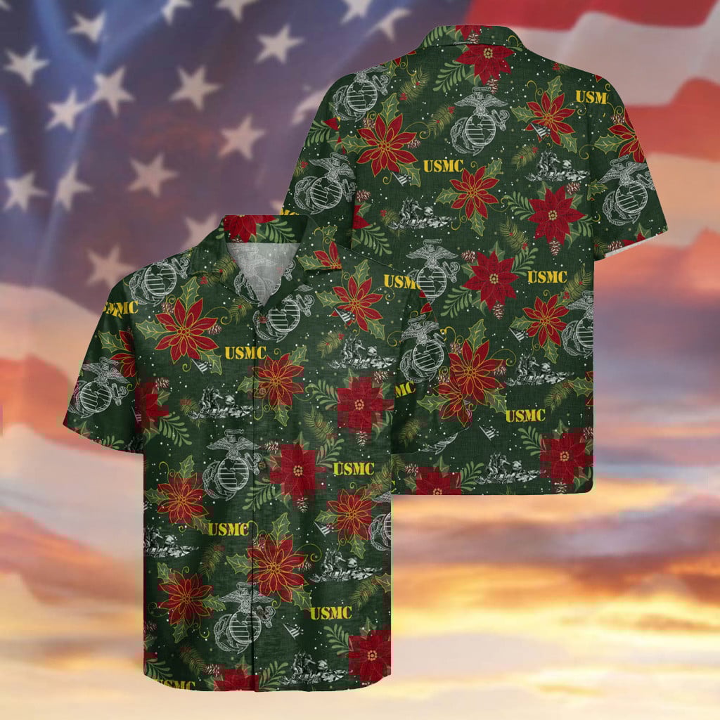 US Marines 250 Years Of Service Hawaiian Shirt Soldier Hibiscus Aloha Shirt Veteran Presents