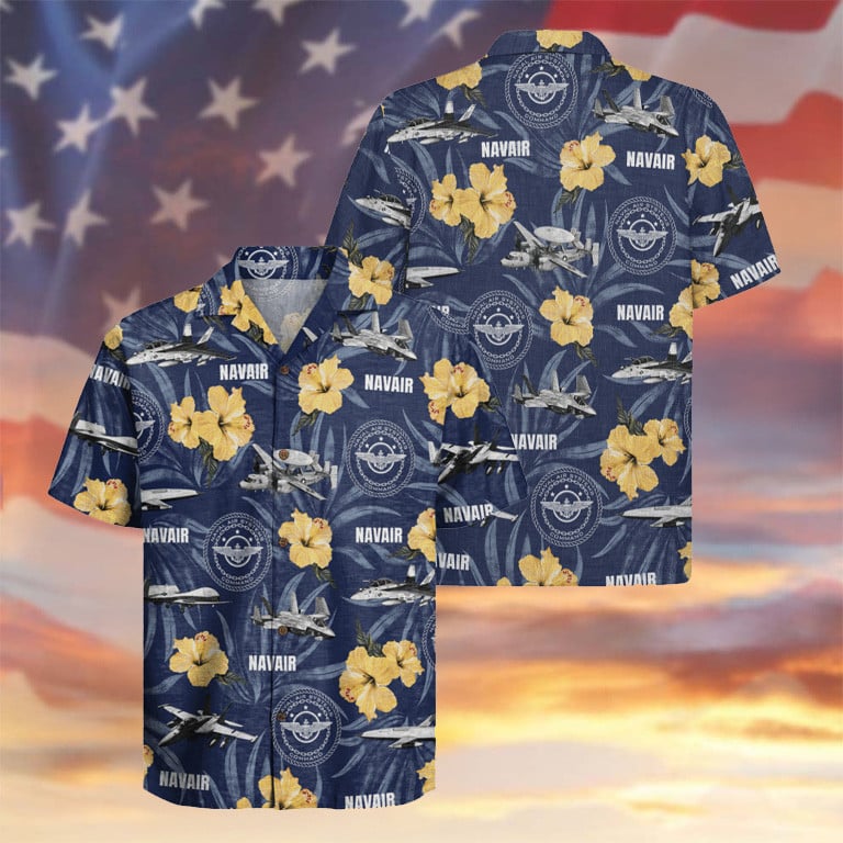 US Navy Navair Hawaiian Shirt 250 Years Hibiscus And Aircraft Apparel Best Patriotic Gifts