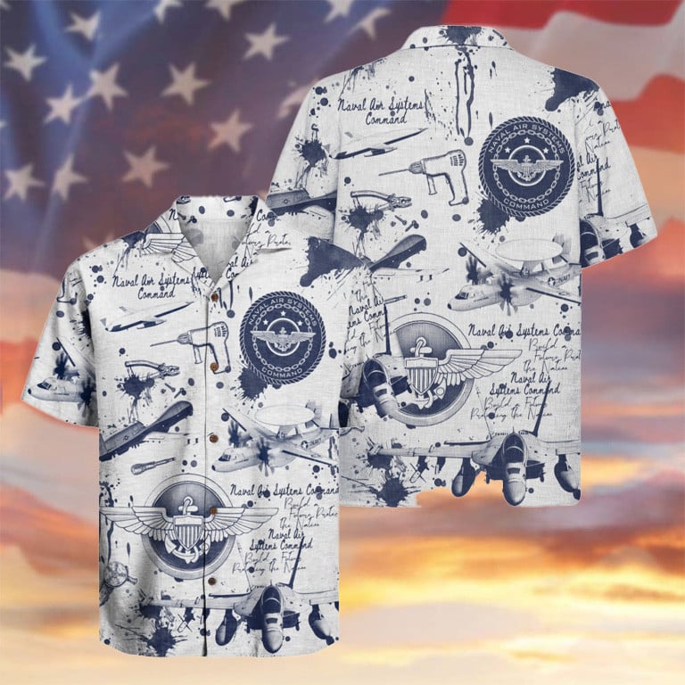 US Navy Navair Hawaiian Shirt 250 Years Naval Air Systems Command Apparel Patriotic Gifts