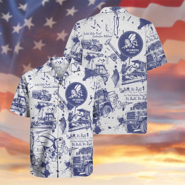 US Navy Seabees 250 Years Anniversary Hawaiian Shirt Seabees Can Do Merch Patriotic Gifts