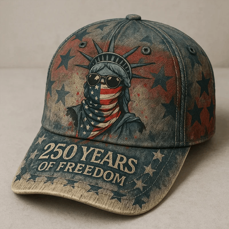 US 250th Anniversary Printed Casual Hat, Unique Patriotic Gift Idea, American Pride Vintage Cap