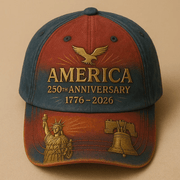 US 250th Anniversary Printed Hat, Great Gift For Patriotic Americans, For Dad, Husband, Grandpa