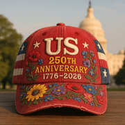 US 250th Anniversary Vintage Printed Hat, Festive Patriotic Christmas Hat, Gift For Men