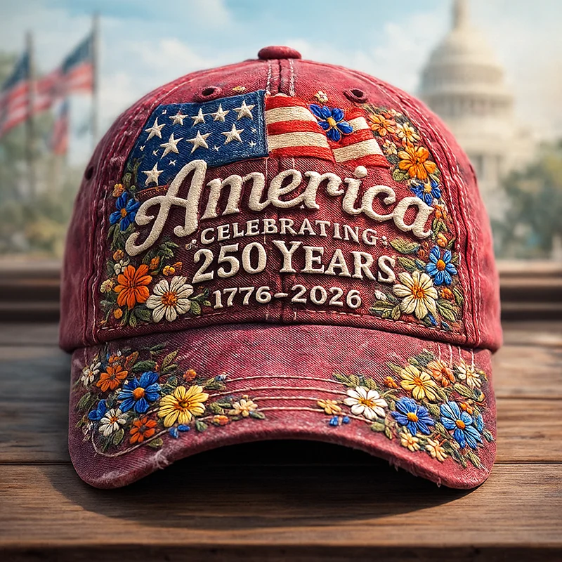 DD-214 250th Anniversary Art Print Hat, Patriotic American Flag Hat, Great Gift for Patriotic Women