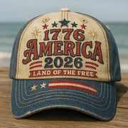 1776 America 2026 Land Of The Free Hat Cute Vintage Star Cap Present For Your Sister