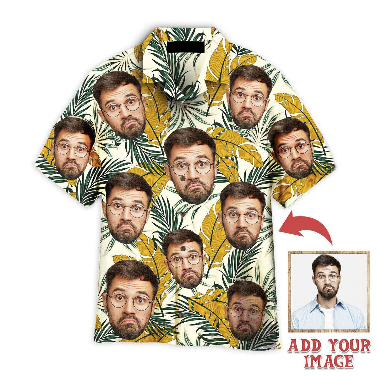 Funny Face On Tropical Pattern Custom Hawaiian Shirt, Personalized Hawaiian Shirts, Custom Photo Hawaiian Shirt