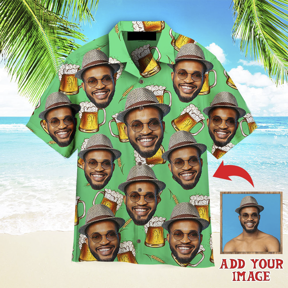 Funny Custom Face Drink More Beer Custom Hawaiian Shirt, Personalized Hawaiian Shirts, Custom Photo Hawaiian Shirt