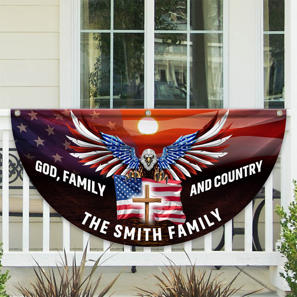Custom Family Name God Family And Country America Non-Pleated Fan Flag TH10 896437