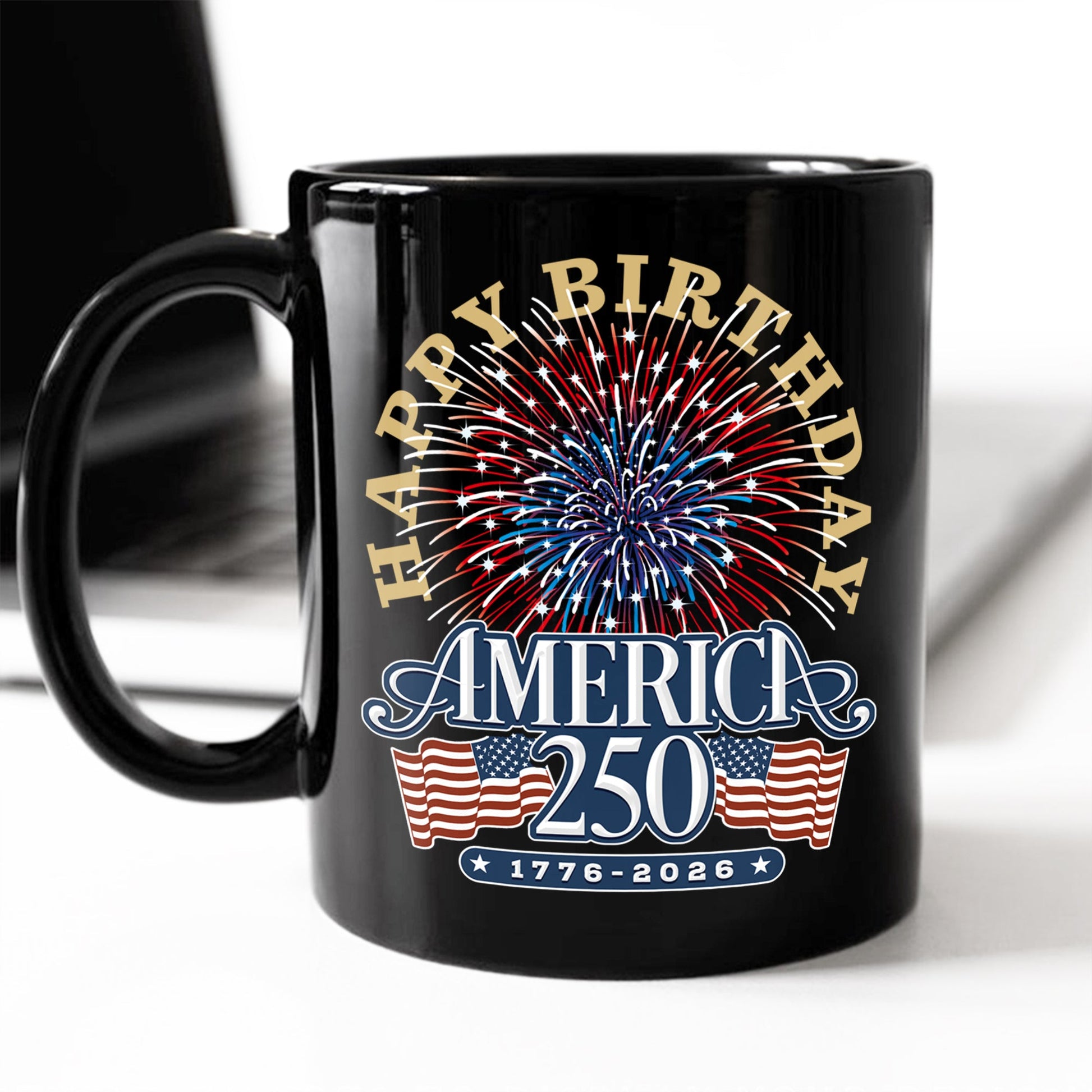 America 250 Semiquincentennial Fireworks Celebration Black Mug HO82 894606