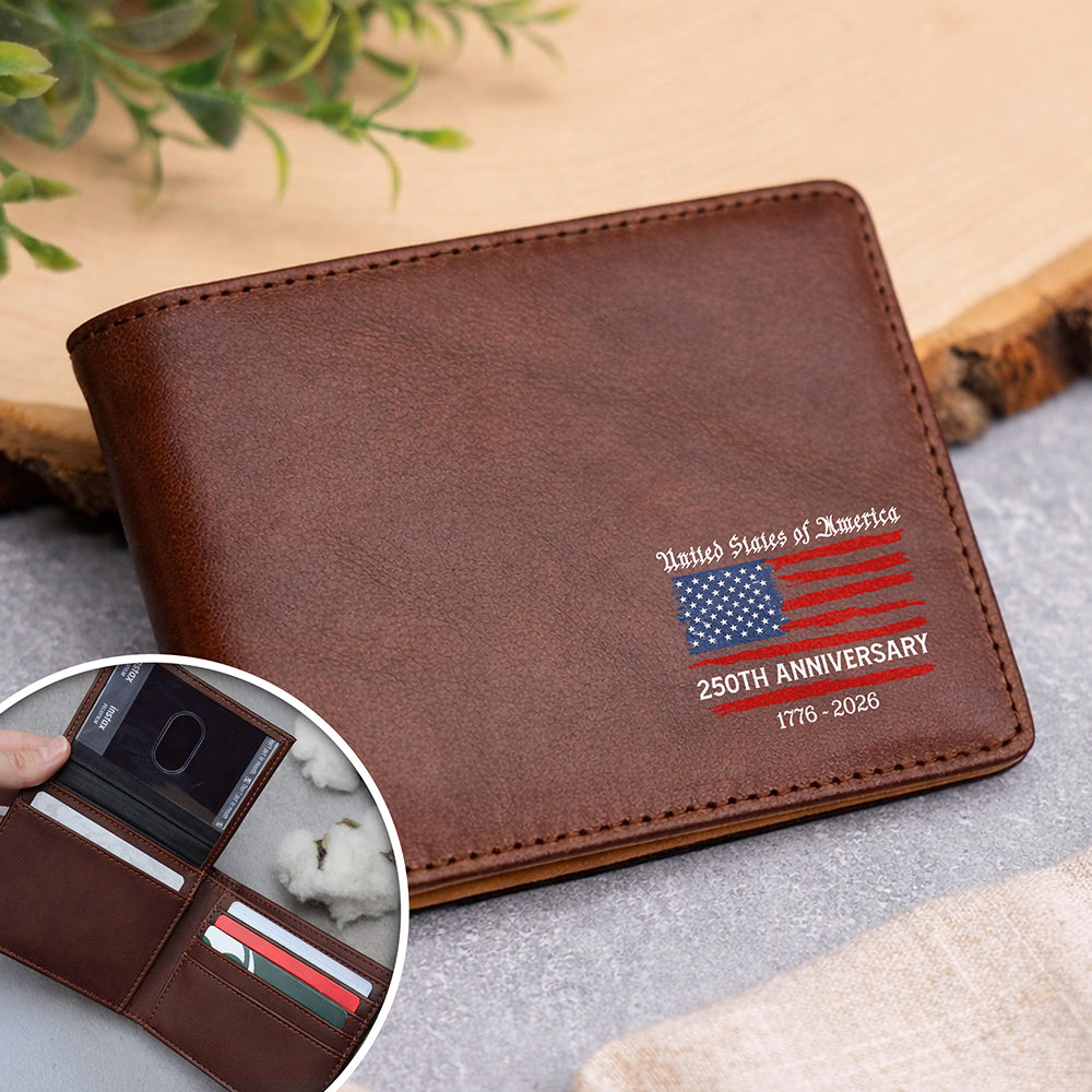 USA 250th Anniversary 1776-2026 Printed Leather Wallet Gift For Him CH07 910304