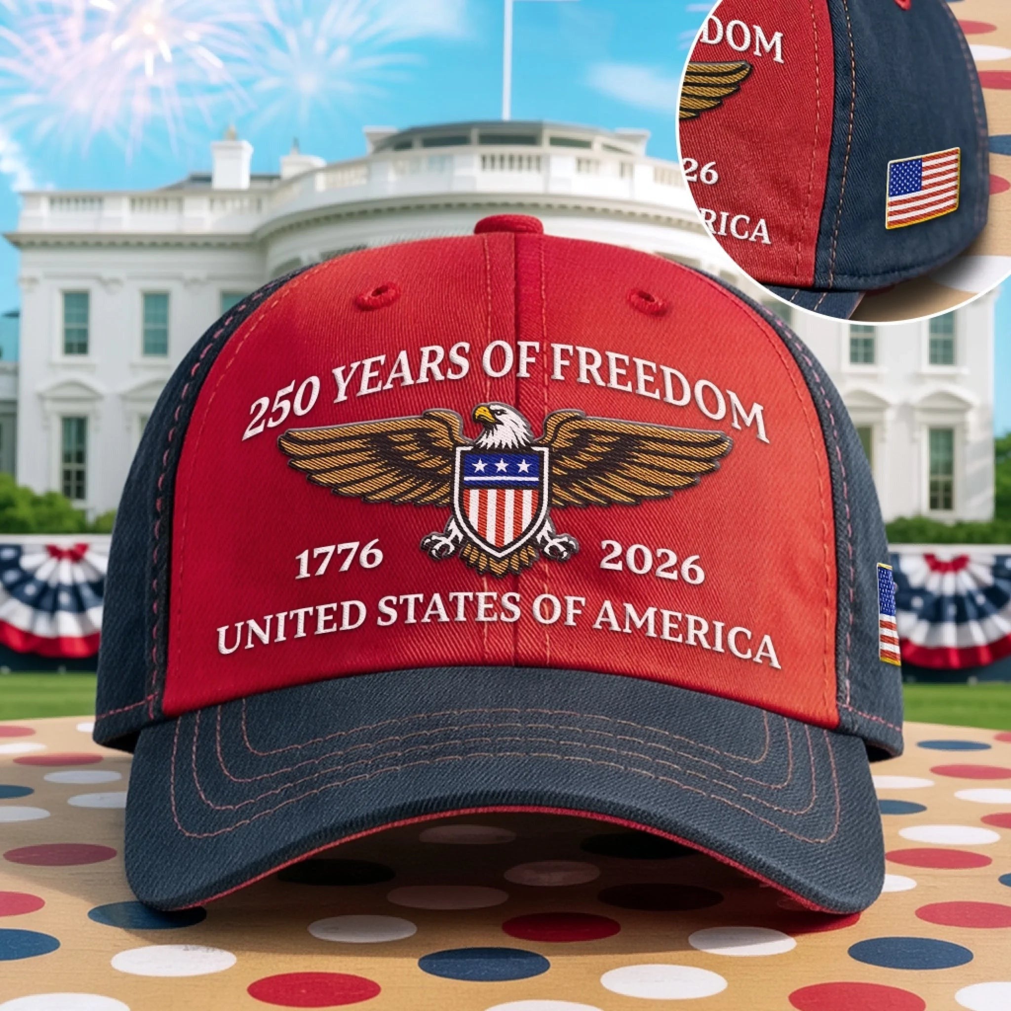 250 Years Of Freedom Hat Eagle USA Flag 1776 2026 United States Of America Patriotic Gifts