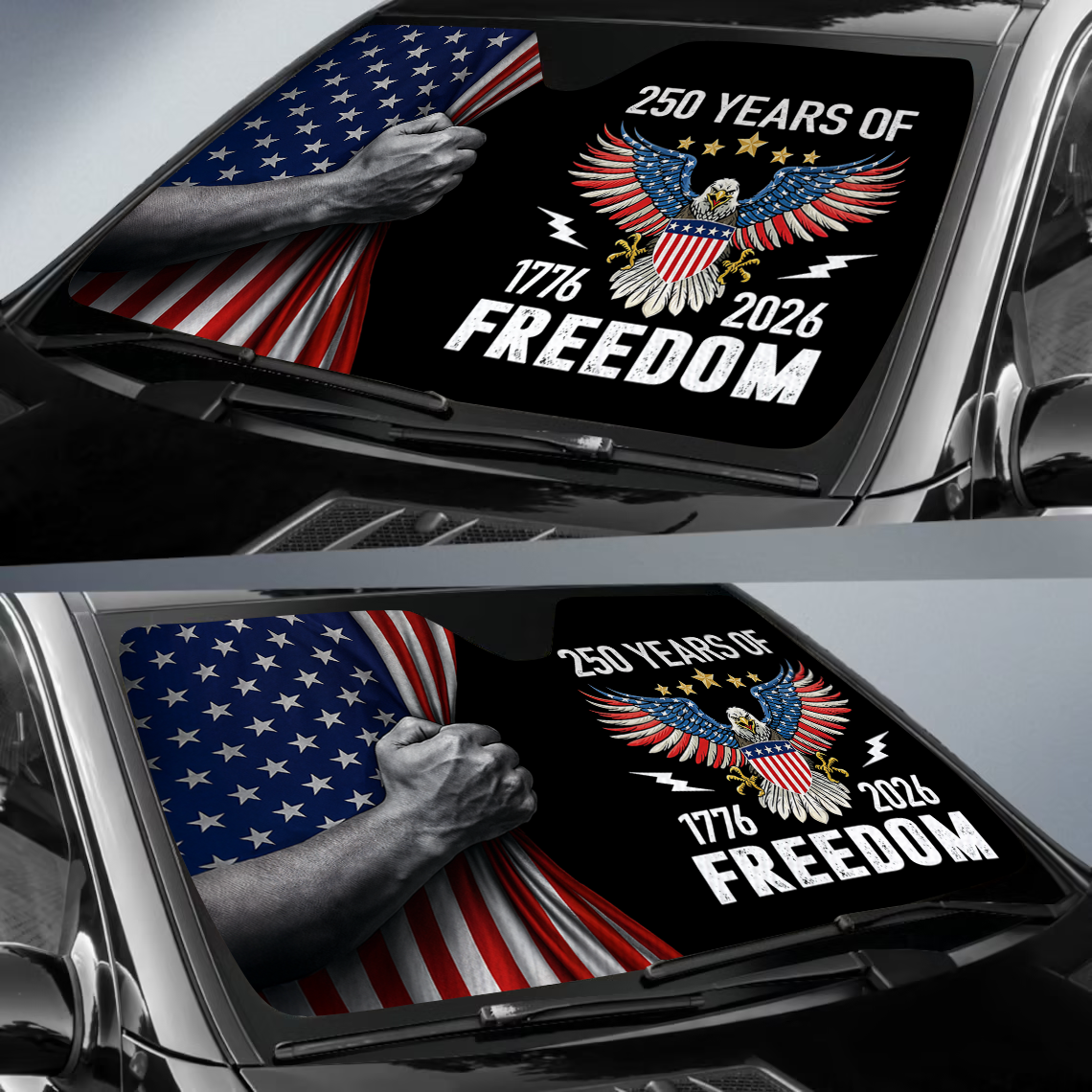 250 Years Of Freedom - America 250 Years Patriotic Car Sunshade CH07 910244