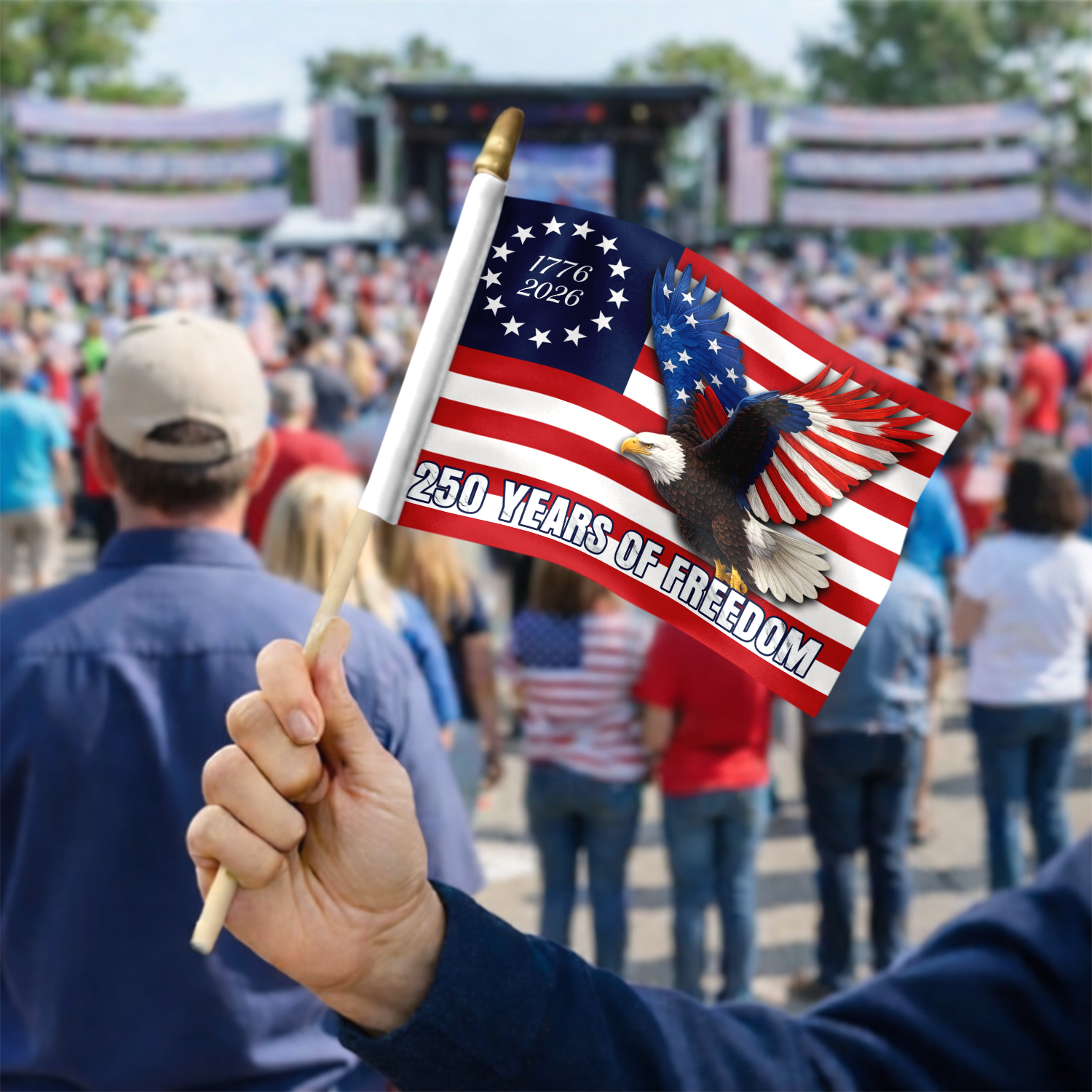 250 Years Of Freedom Eagle Handheld Flag HA75 898904