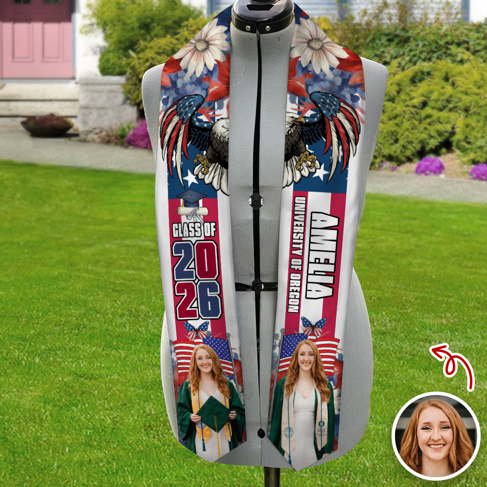 Custom Photo America 250 Years Of Freedom Class Of 2026 Graduation Stole LM32 897693