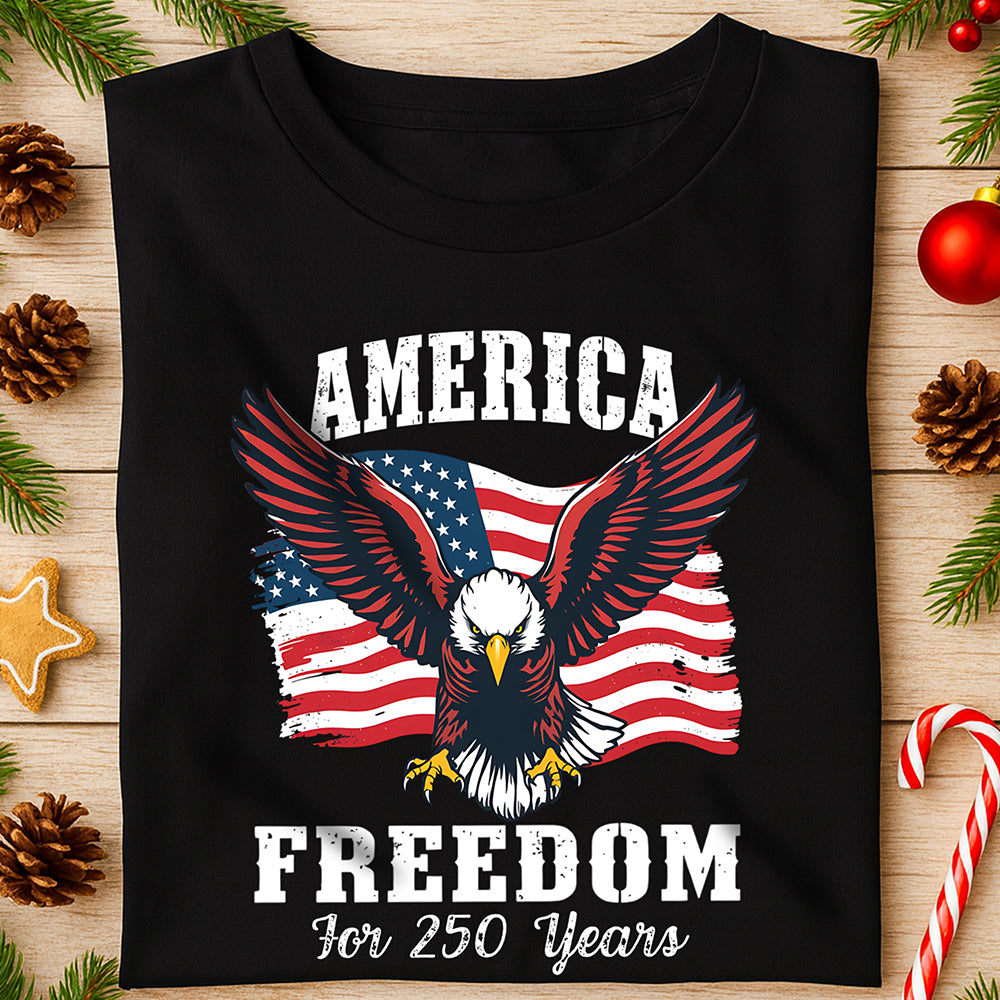 America 250 Years of Freedom Patriotic Eagle Flag Dark Shirt HA75 897136
