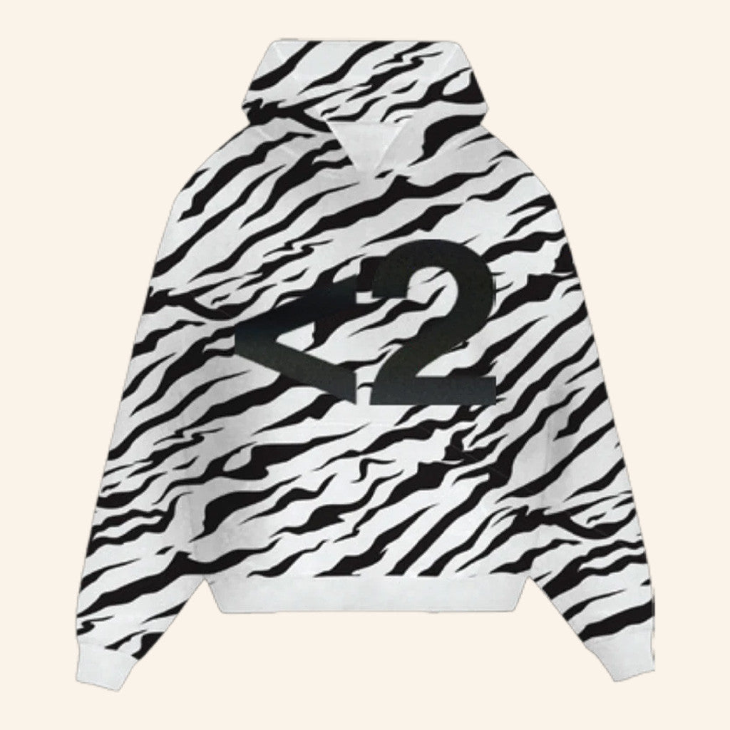 2hollis Merch Tiger Print Logo White Hoodie Gift Ideas For Rapper Fans - Thriftgiftshop