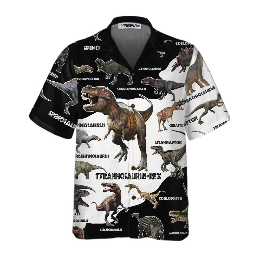 3D Funny Dinosaur Hawaiian Shirt, Cool Printed Dino Aloha Shirt For Adults Men And Women - Perfect Gift For Dinosaur Lovers, Friends, Husband, Boyfriend, Family