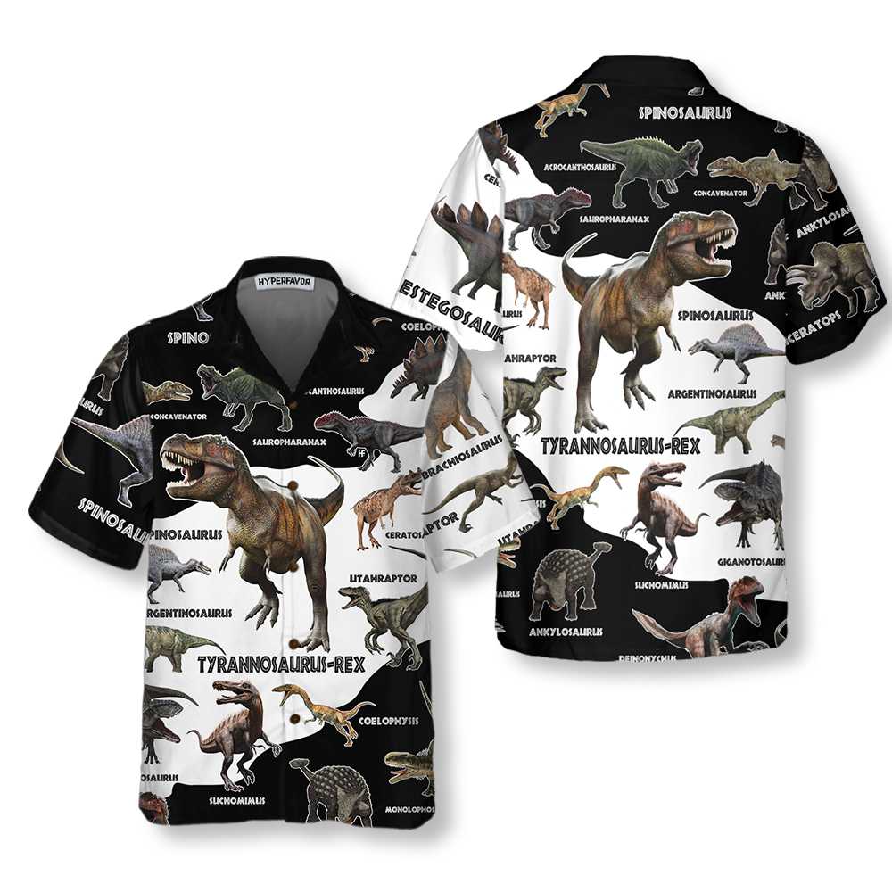 3D Funny Dinosaur Hawaiian Shirt, Cool Printed Dino Aloha Shirt For Adults Men And Women - Perfect Gift For Dinosaur Lovers, Friends, Husband, Boyfriend, Family