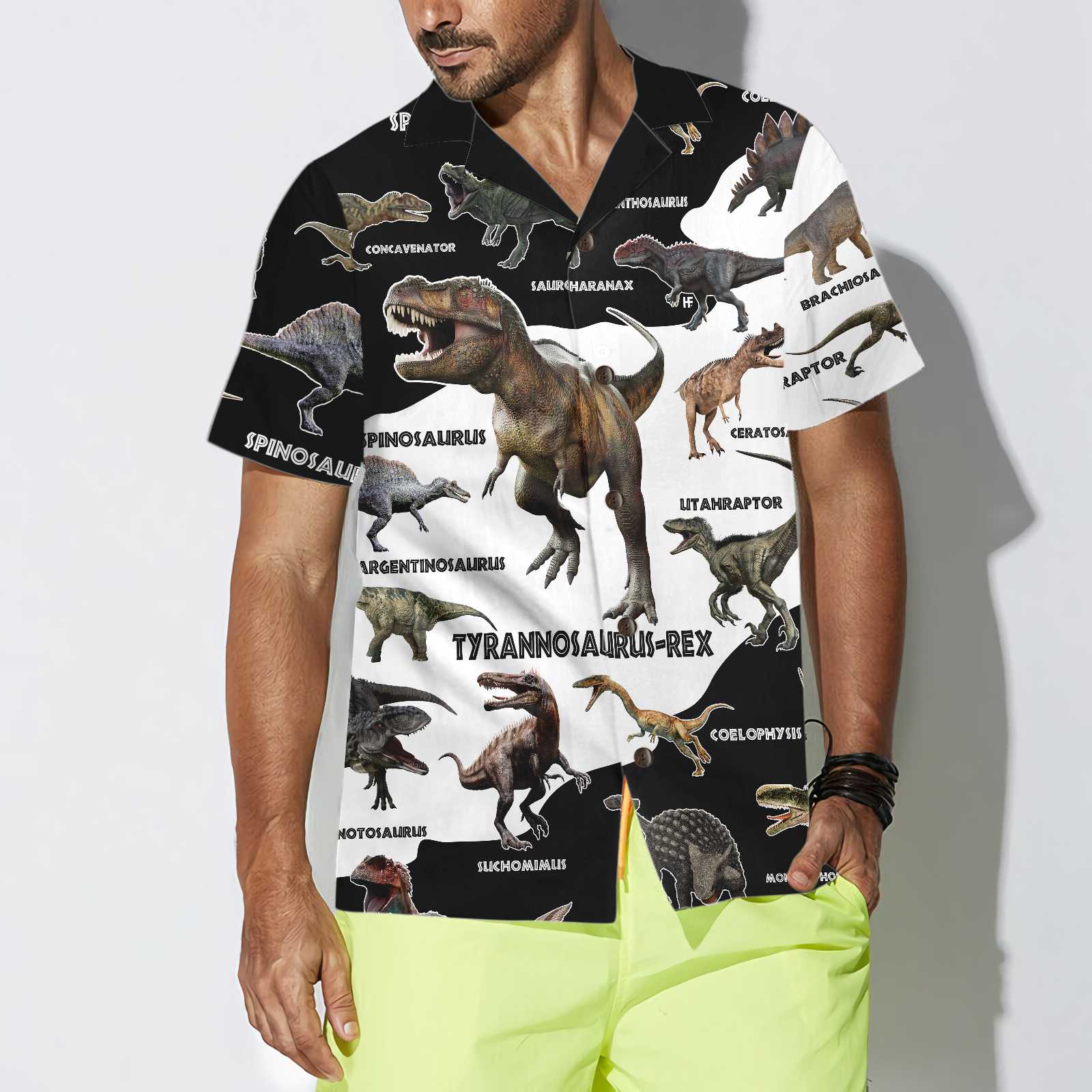 3D Funny Dinosaur Hawaiian Shirt, Cool Printed Dino Aloha Shirt For Adults Men And Women - Perfect Gift For Dinosaur Lovers, Friends, Husband, Boyfriend, Family