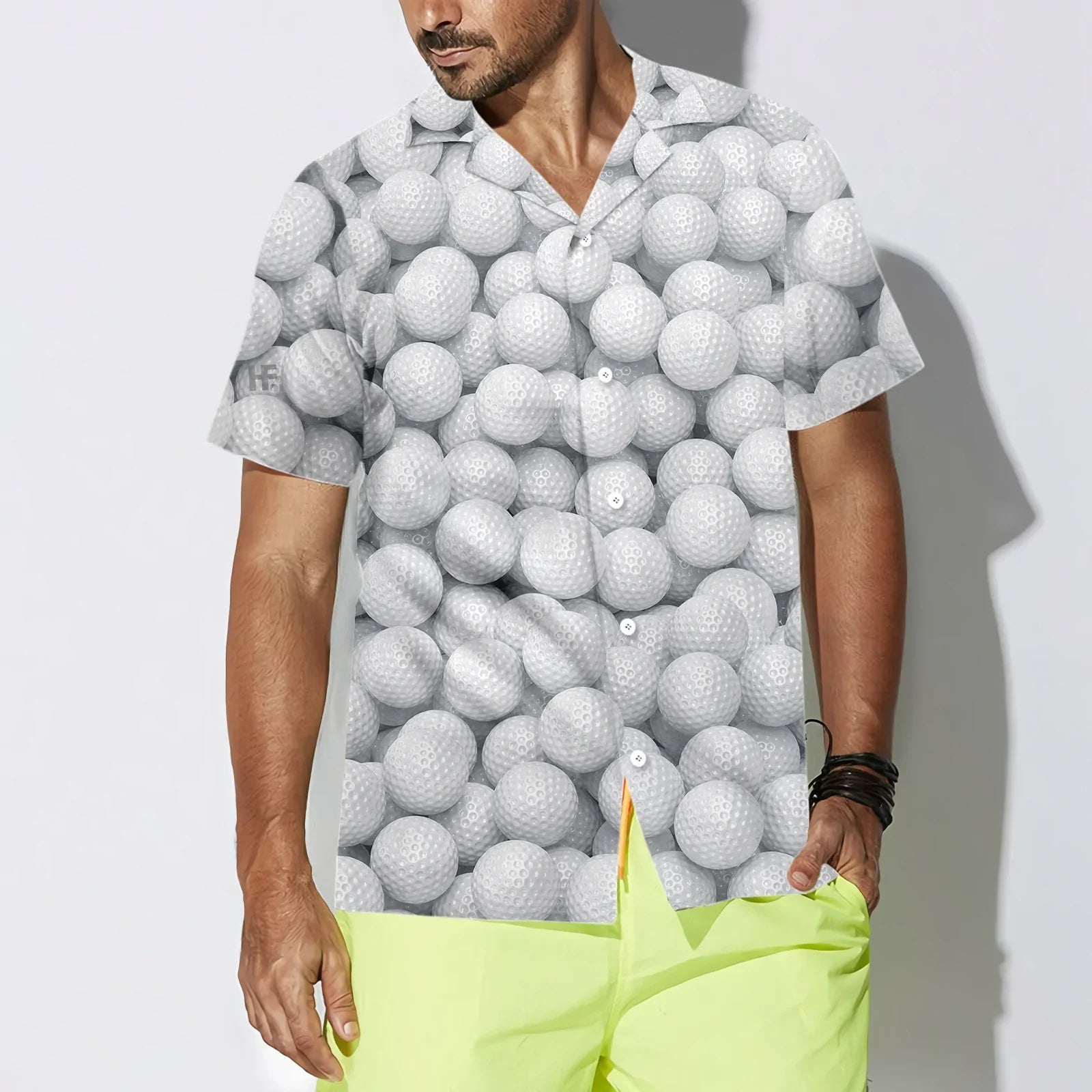 3D Render Golf Balls Hawaiian Shirt, Golf Balls Pattern Aloha Shirt For Men, Perfect Gift For Golf Lovers
