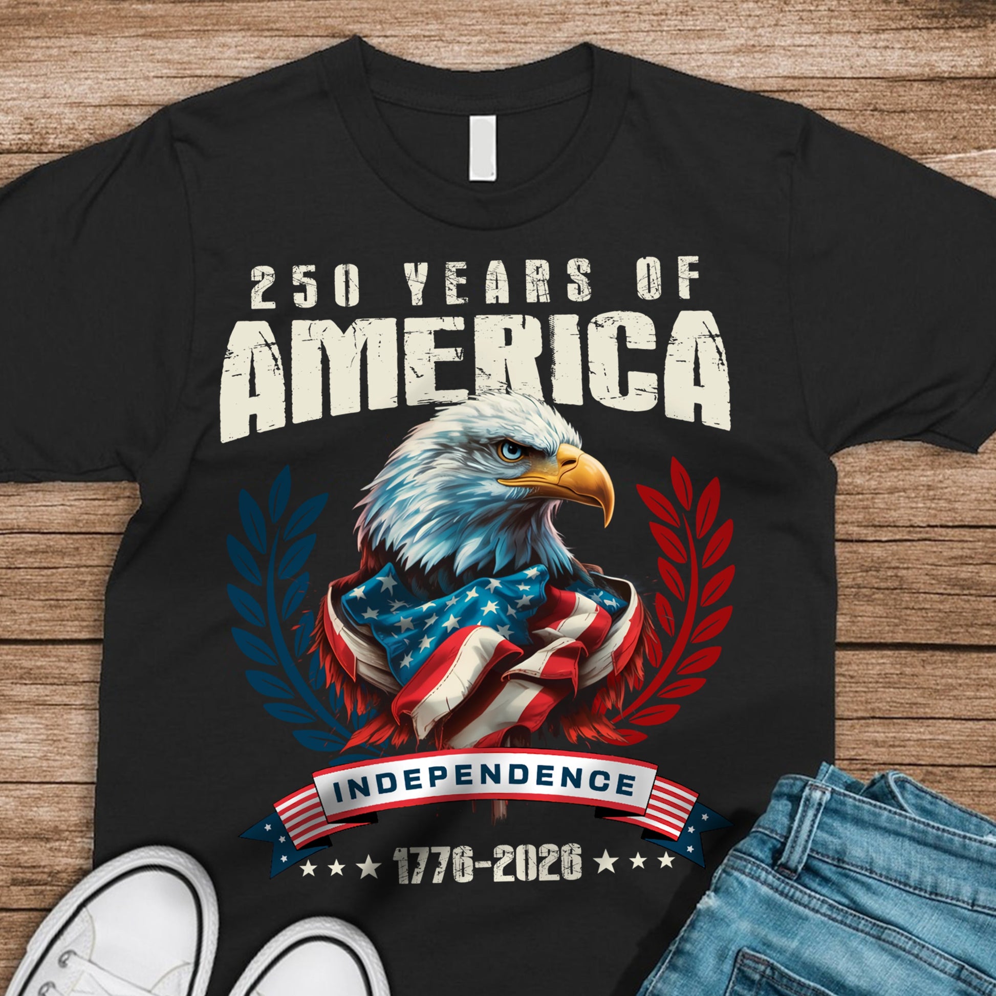 America 250 Years Eagle Independence Day Patriotic Dark Shirt LM32 895255