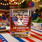 Custom Dog Photo Celebrate 250 Years of America Whiskey Glass CH07 899676