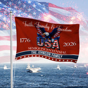 Custom Family Name Faith, Family & Freedom America 250 Years Patriotic Banner House Flag LM32 897717