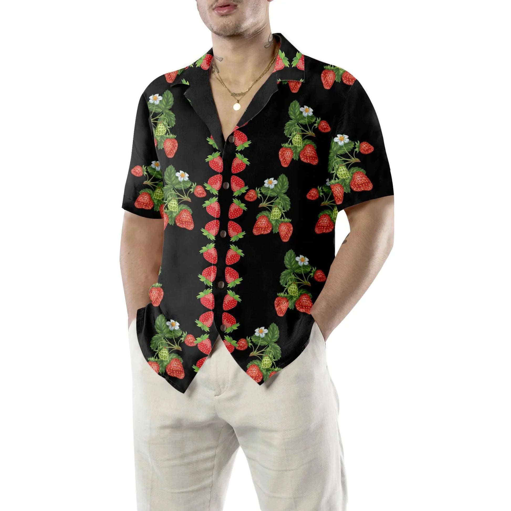 50s Style Strawberries Hawaiian Shirt, Strawberry Aloha Shirt For Men & Women, Perfect Gift For Strawberry Lovers
