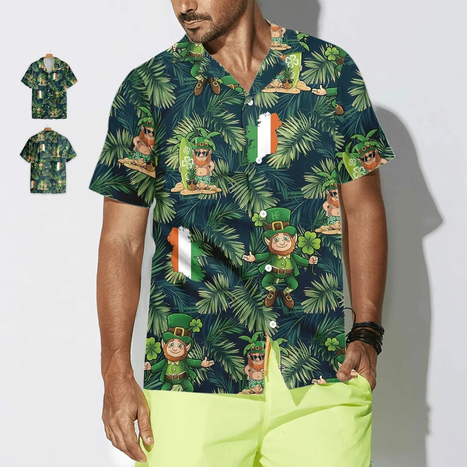 Irish Pride Happy St Patricks Day Hawaiian Shirt, Tropical Patrick's Day Aloha Shirt - Summer Gift For Men, Women