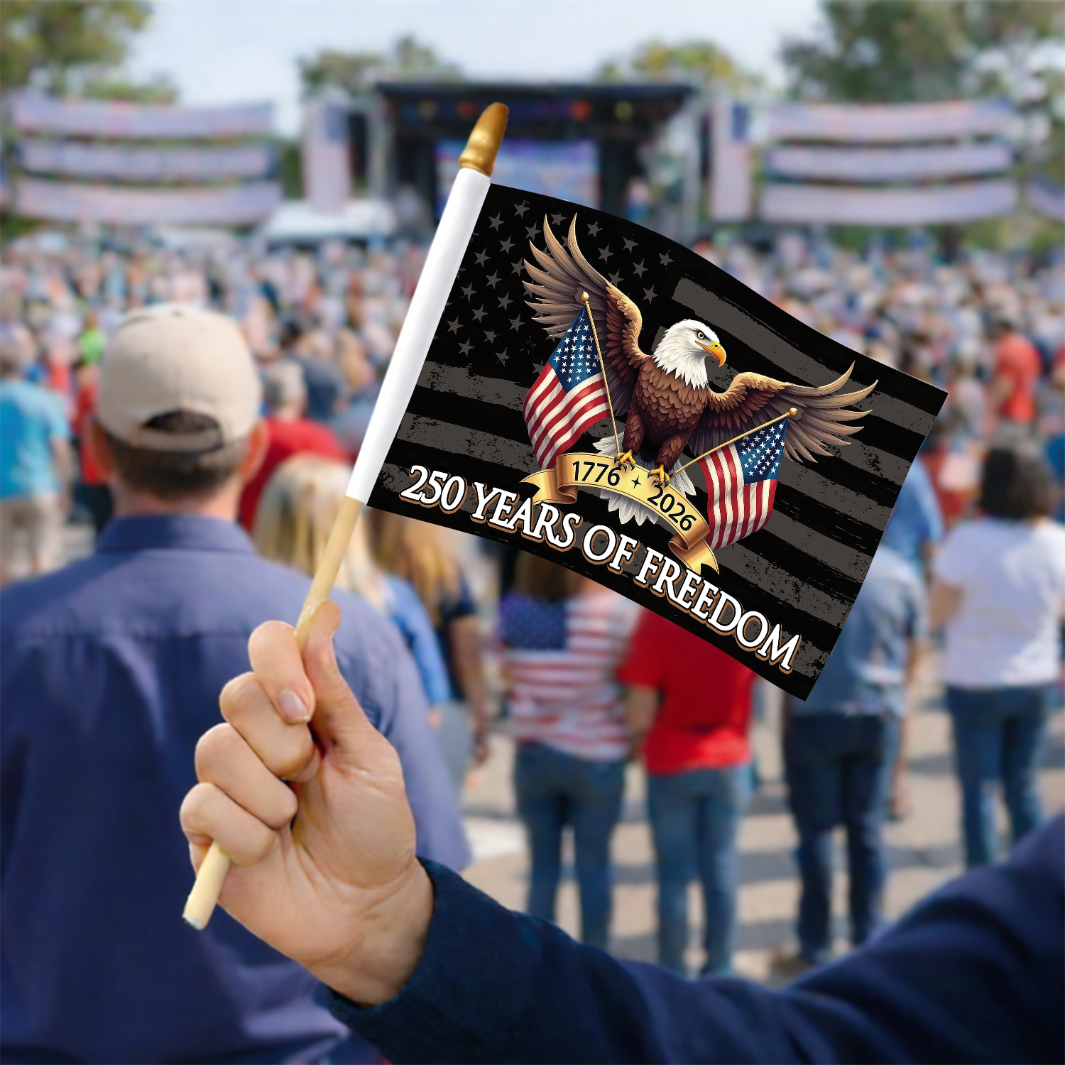 250 Years of Freedom American USA 250th Anniversary 1776-2026 Handheld Flag HA75 898866