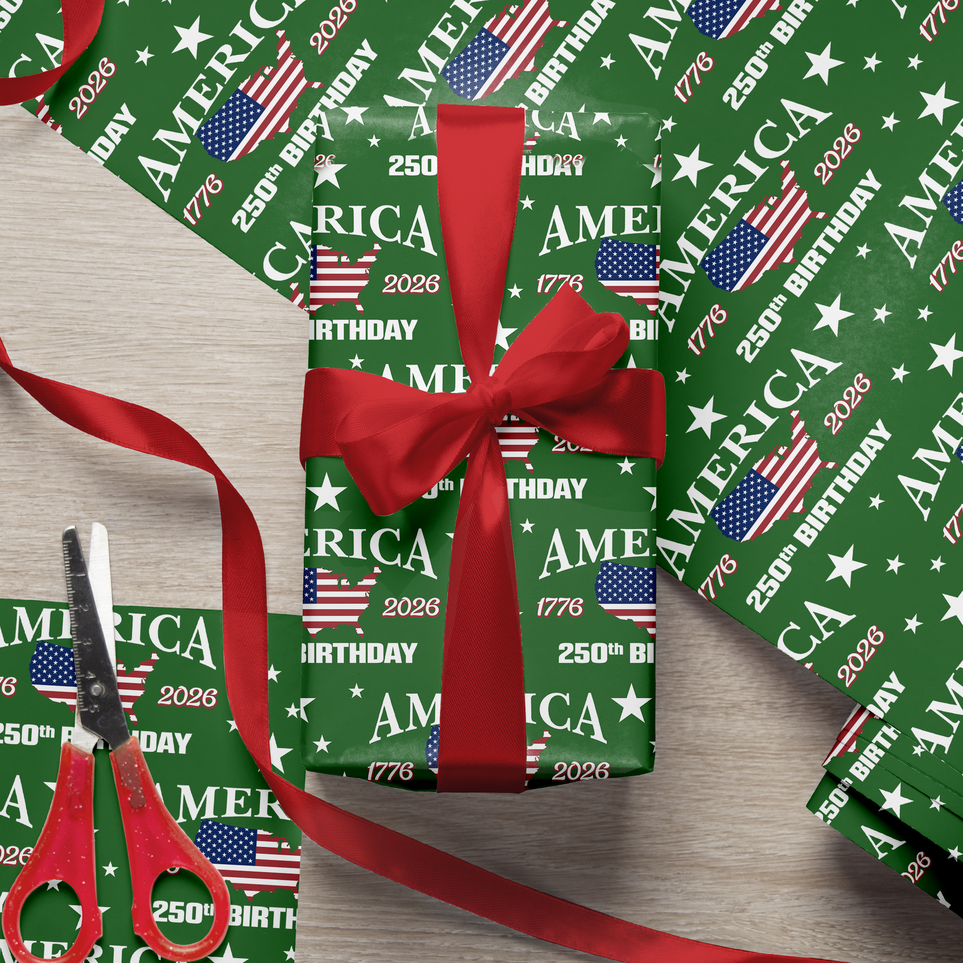 America 250 Birthday 1776-2026 Wrapping Paper HO82 900608