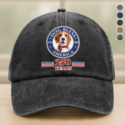 Custom Photo Dog Bless America 250 Years Washed Denim Baseball Cap TH10 896913