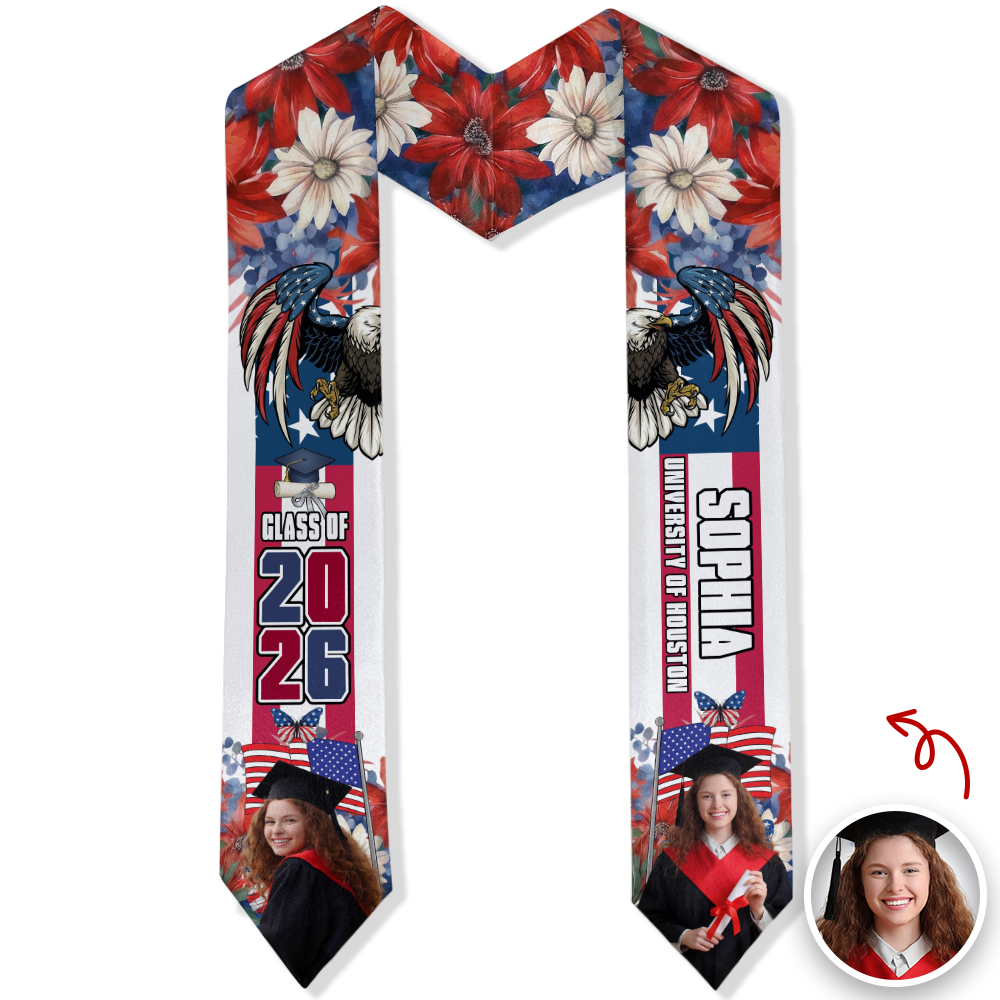 Custom Photo America 250 Years Of Freedom Class Of 2026 Graduation Stole LM32 897693