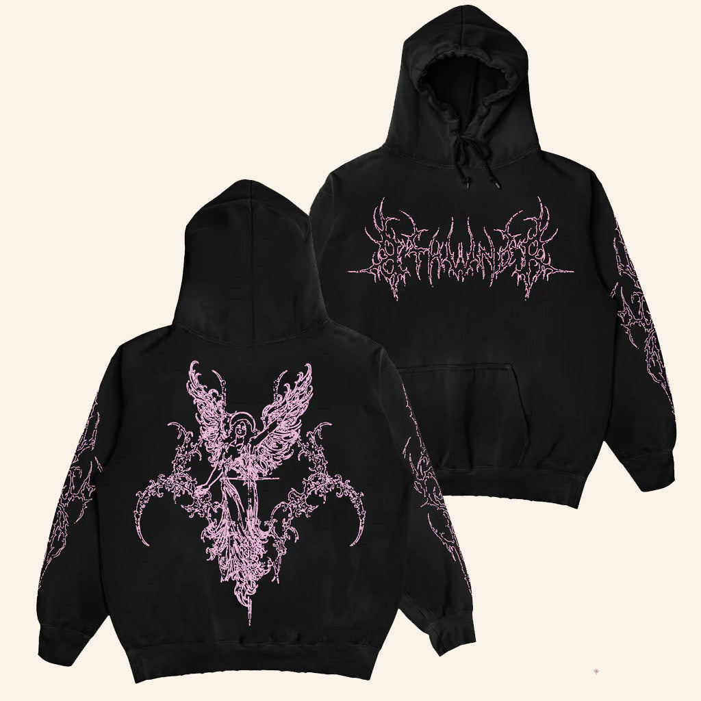 8THWNDR Merch Sigil Angel Black Hoodie Best Birthday Gifts For Friends - Thriftgiftshop