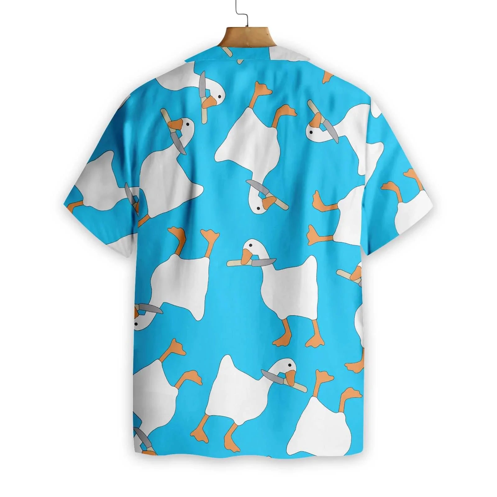 A Dangerous Duck With Knife Hawaiian Shirt, Duck Pattern Aloha Shirt For Men, Perfect Gift For Friends, Husband, Boyfriend, Family