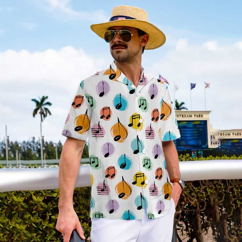 Musical Notes Pattern Hawaiian Shirt, A Good Day To Teach Tiny Musicians Music Teacher Aloha Shirt, Best Gift For Music Teacher