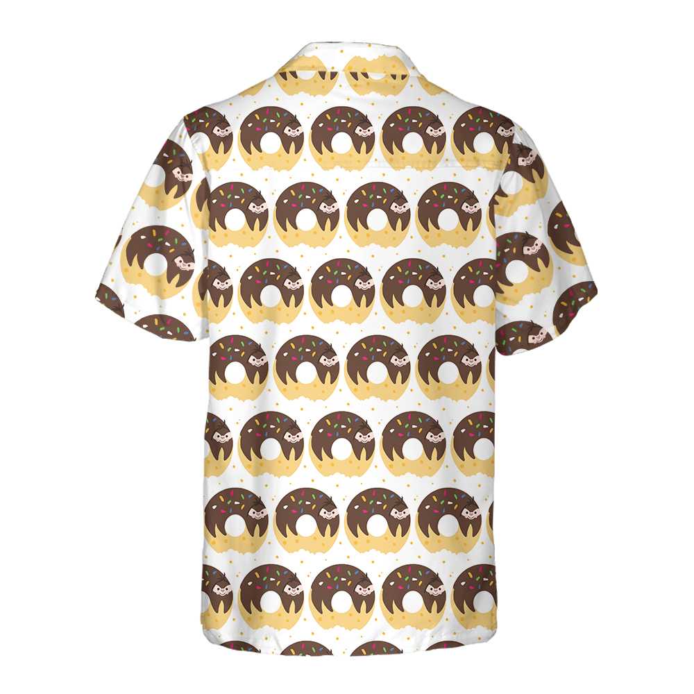 Adorable Cartoon Sloth On Donut Hawaiian Shirt, Funny Sloth Aloha Shirt For Adults, Sloth Themed Gift Idea