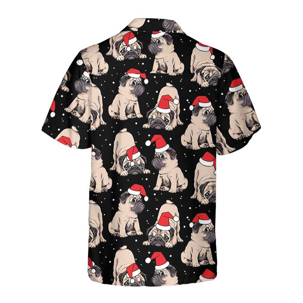Adorable Pug Puppies Christmas Hawaiian Shirt, Pug Pattern Aloha Shirt, Best Christmas Gift For Pug Lover, Dog Lovers